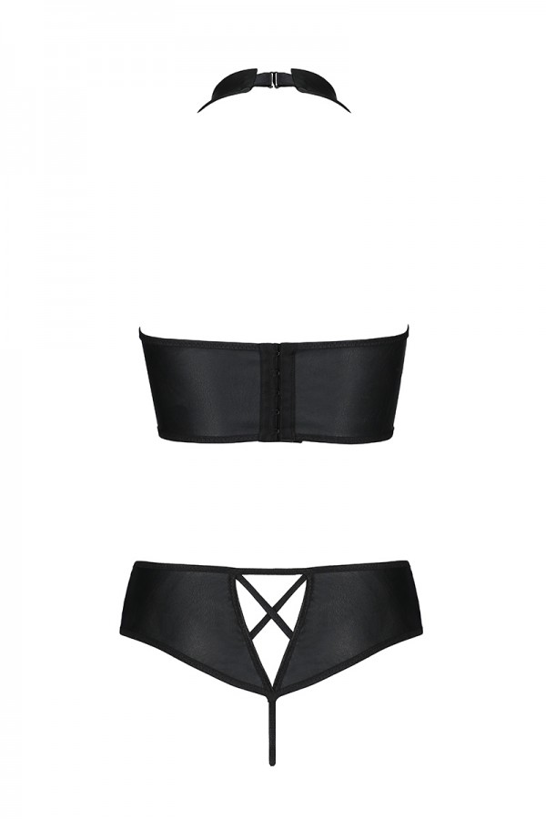 Bustier et string faux cuir Nancy - Passion